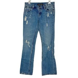 Vintage Guess Jeans Y2k Flare Leg Denim Blue Jeans Sz 27 Stretch Low Rise